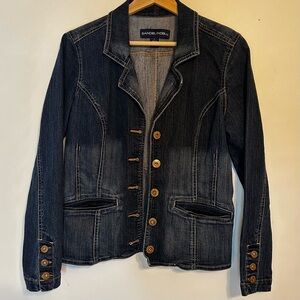 Y2K Vintage Denim Jean Jacket Dark Wash with Hombre Fade Women’s Small